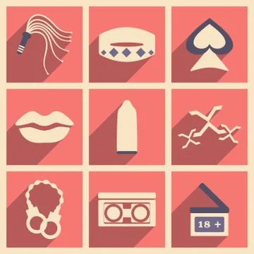 Flat with shadow concept and mobile application erotica Stock Illustration