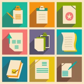 Flat with shadow concept and mobile application documents Stock Illustration