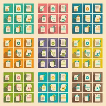 Flat with shadow concept and mobile application documents Stock Illustration