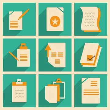 Flat with shadow concept and mobile application documents Stock Illustration