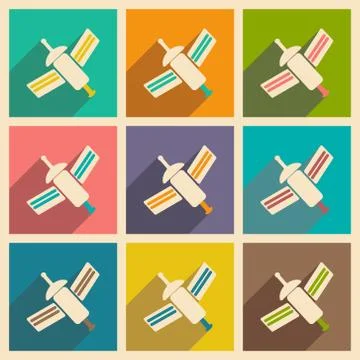 Flat with shadow concept and mobile application spaceship Stock Illustration