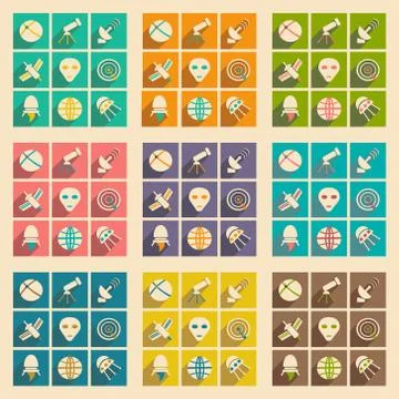 Flat with shadow concept and mobile application cosmos Illustration