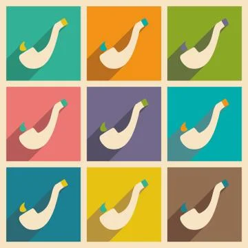 Flat with shadow concept and mobile application tobacco pipe Stock Illustration