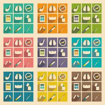 Flat with shadow concept and mobile application tobacco Stock Illustration