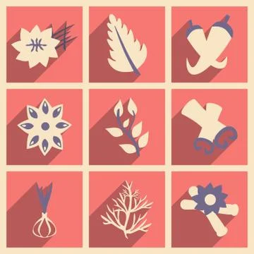 Flat with shadow concept and mobile application spices herbs Stock Illustration