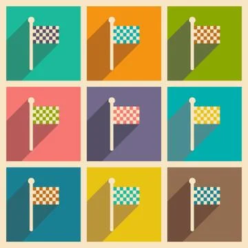 Flat with shadow concept and mobile application finish Stock Illustration