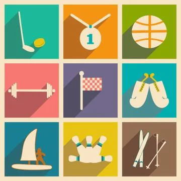 Flat with shadow concept and mobile application sports Stock Illustration