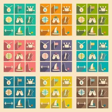 Flat with shadow concept and mobile application sport lifestyle Stock Illustration