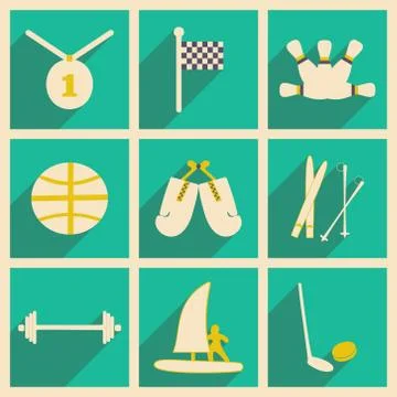 Flat with shadow concept and mobile application sport Stock Illustration