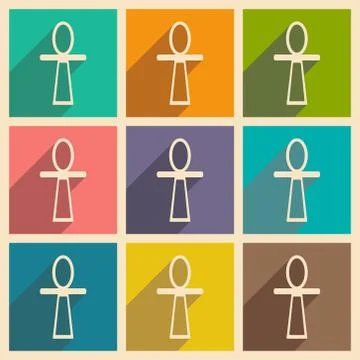 Flat with shadow concept and mobile application ancient Egypt ankh Stock Illustration