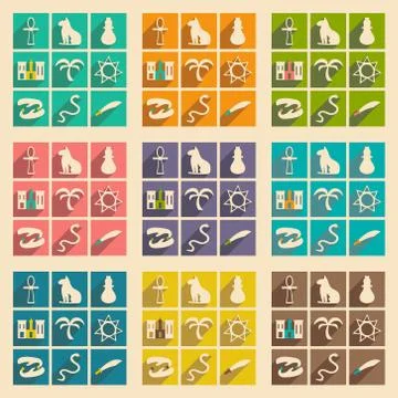 Flat with shadow concept and mobile application arabic icons Stock Illustration