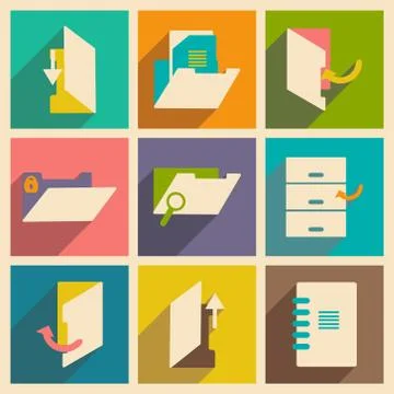 Flat with shadow concept and mobile application foldersicons Stock Illustration