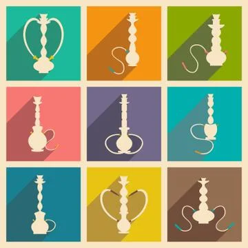 Flat with shadow concept and mobile application hookah shisha Stock Illustration