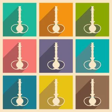 Flat with shadow concept and mobile application hookah shisha Stock Illustration