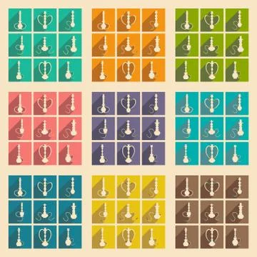 Flat with shadow concept and mobile application hookah shisha Stock Illustration