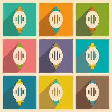 Flat with shadow concept and mobile application Turkish lanterns Stock Illustration