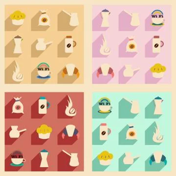 Flat with shadow concept and mobile application coffee Stock Illustration
