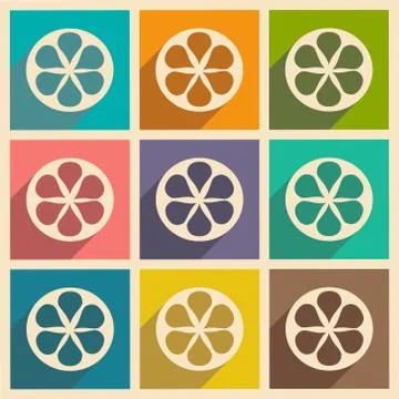 Flat with shadow concept and mobile application citrus Stock Illustration