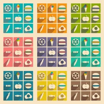 Flat with shadow concept and mobile application meal Stock Illustration