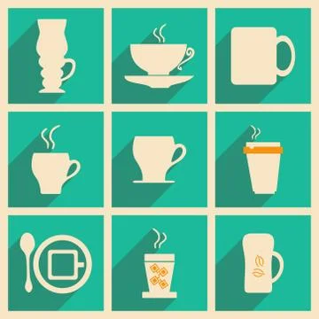 Flat with shadow concept and mobile application coffee break Illustration