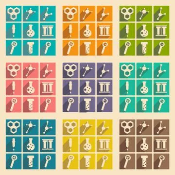 Flat with shadow concept and mobile application laboratory glassware Stock Illustration