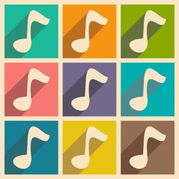 Flat with shadow concept and mobile application note Stock Illustration