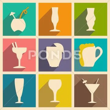 Flat with shadow concept and mobile application stemware 스톡 일러스트