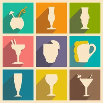 Flat with shadow concept and mobile application stemware Illustration