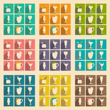 Flat with shadow concept and mobile application bar glasses Stock Illustration