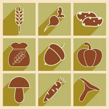 Flat with shadow concept and mobile application harvest Illustrazione stock