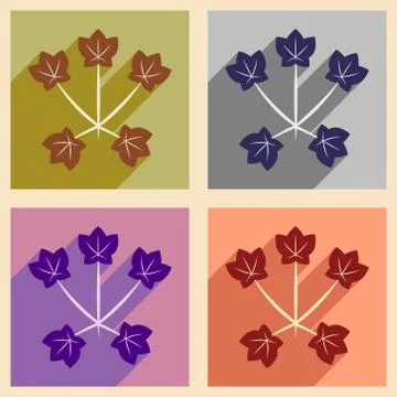 Flat with shadow concept and mobile application maple leaves Stock Illustration