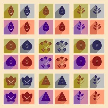 Flat with shadow concept and mobile application leaves Stock Illustration