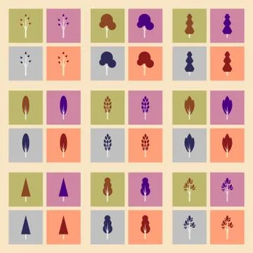 Flat with shadow concept and mobile application trees forest Stock Illustration