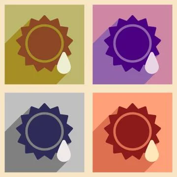 Flat with shadow concept and mobile application sun drop Illustration