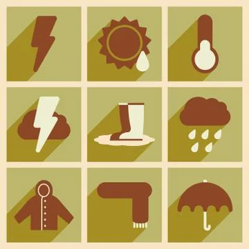 Flat with shadow concept and mobile application weather Stock Illustration