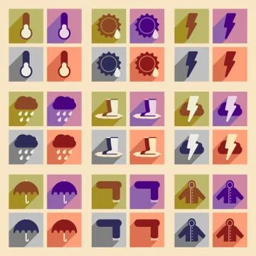 Flat with shadow concept and mobile application weather Stock Illustration