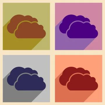 Flat with shadow concept and mobile application clouds Stock Illustration