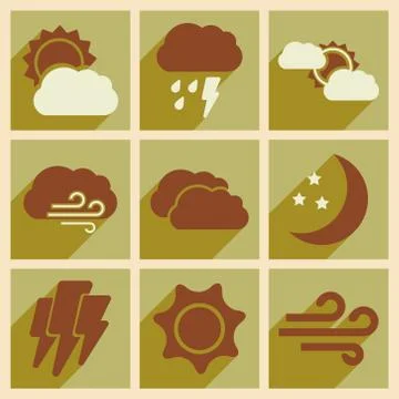 Flat with shadow concept and mobile application Weather conditions Stock Illustration