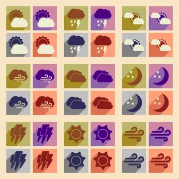 Flat with shadow concept and mobile application Weather conditions Stock Illustration