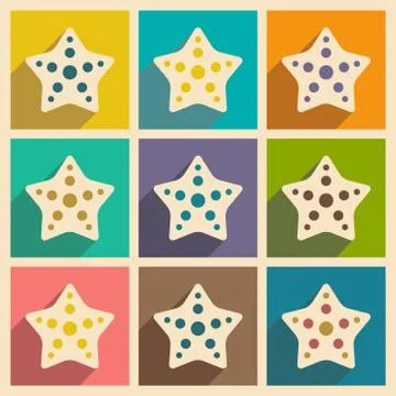 Flat with shadow concept and mobile application starfish Stock Illustration