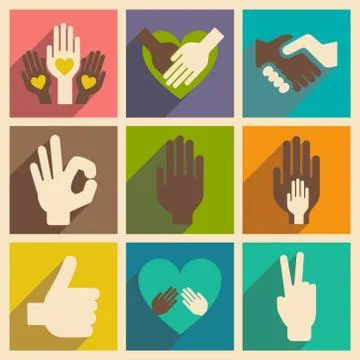 Flat with shadow concept and mobile application friendship Stock Illustration