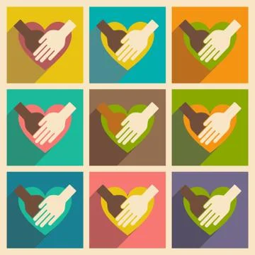 Flat with shadow concept and mobile application love Stock Illustration