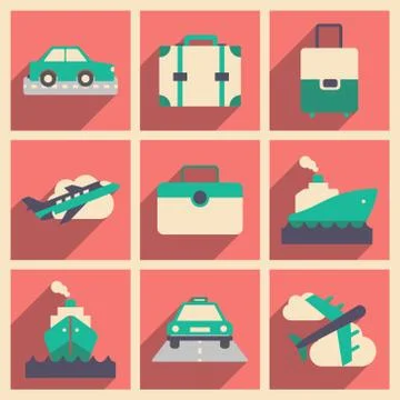 Flat with shadow concept and mobile application tourism Stock Illustration