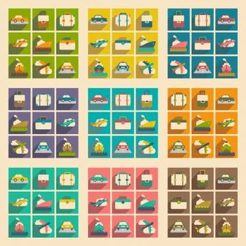 Flat with shadow concept and mobile application tourism Stock Illustration