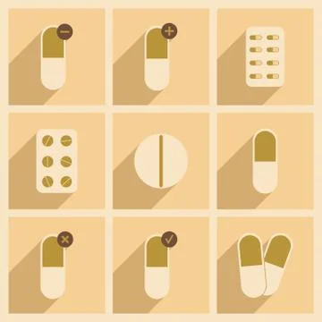 Flat with shadow concept and mobile application pharmacy icon Stock Illustration