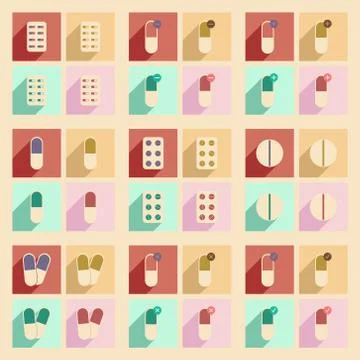 Flat with shadow concept and mobile application pharmacy icon Stock Illustration