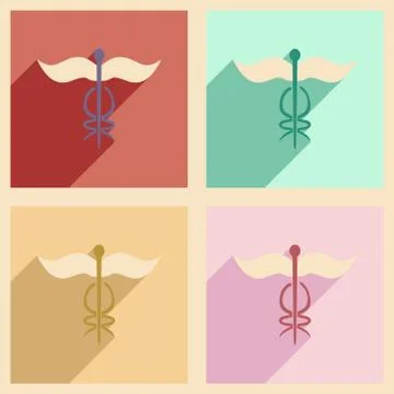Flat with shadow concept and mobile application pharmacy logo Stock Illustration