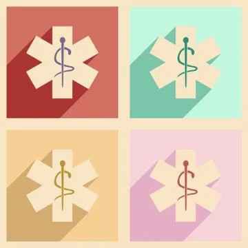 Flat with shadow concept and mobile application logo medical Stock Illustration