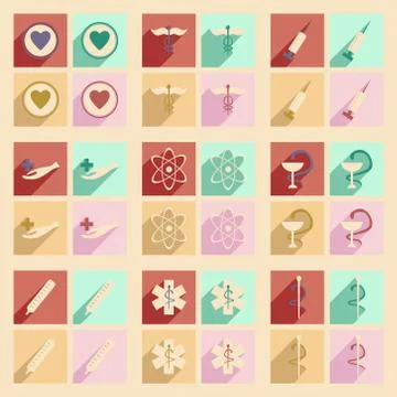 Flat with shadow concept and mobile application medical Stock Illustration