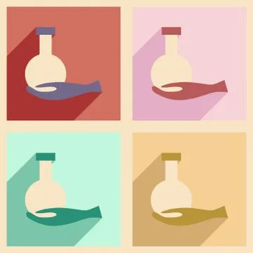 Flat with shadow concept and mobile application chemicals Stock Illustration